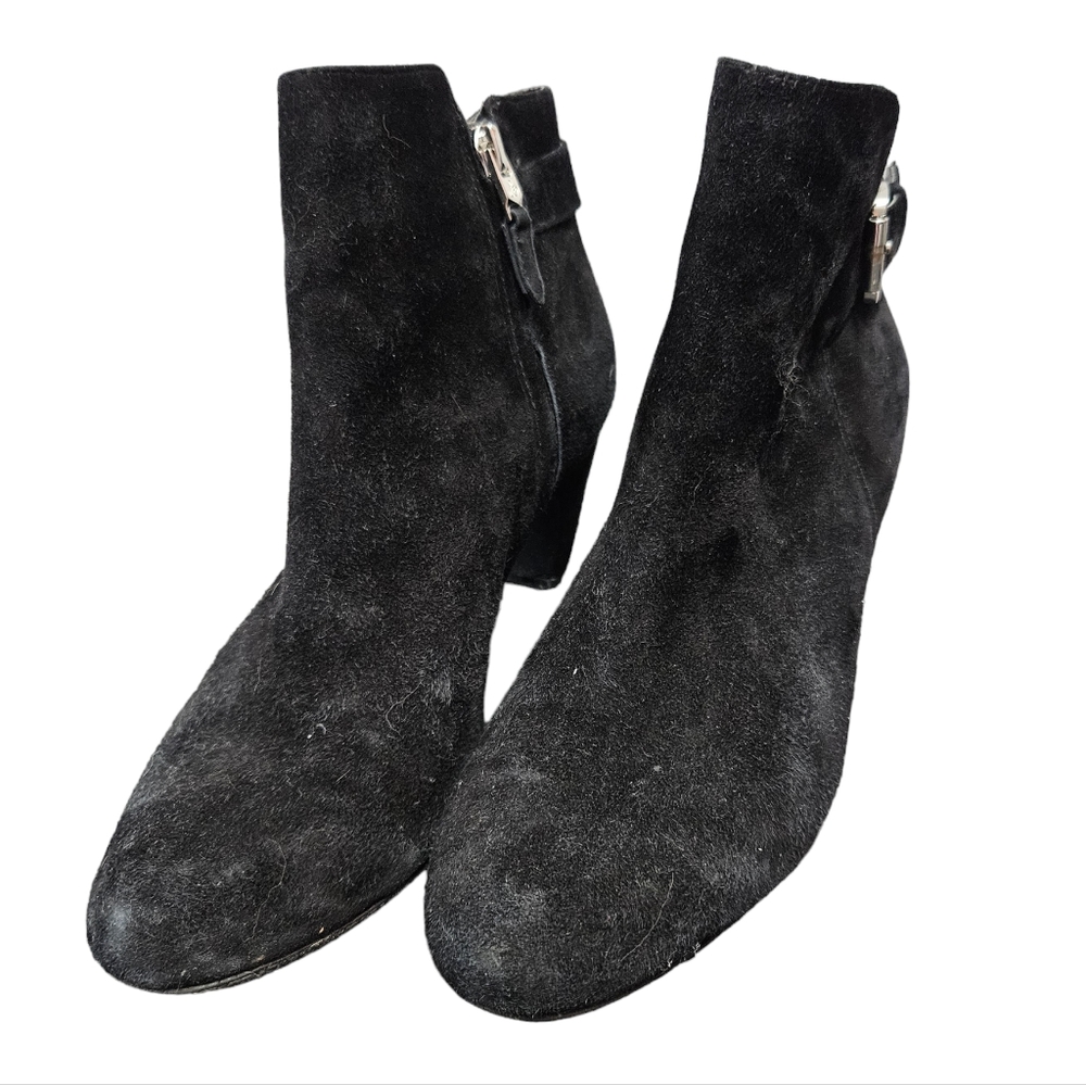 Sam Edelman Mona Black Suede Leather Ankle Booties Zipper Side EUC Ladies Size 8 - Picture 2 of 13